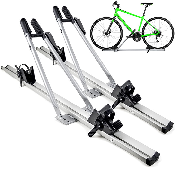 Uchwyt rowerowy na dach Amos — rower przewożony na belkach dachowych