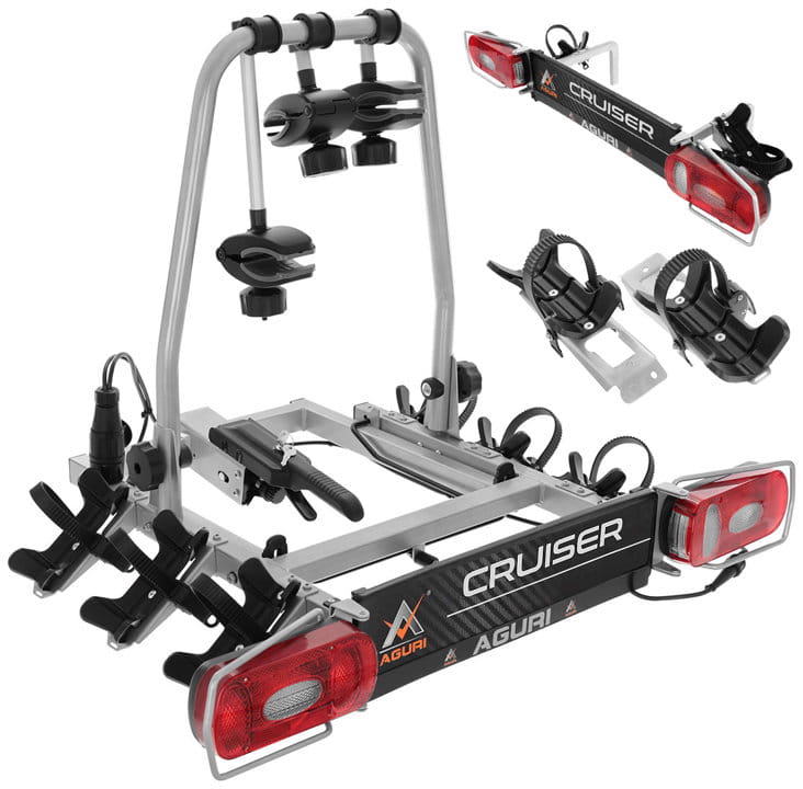 Bagażnik rowerowy na hak Aguri Cruiser Ultimate 4 srebrny z adapterem na 4. rower