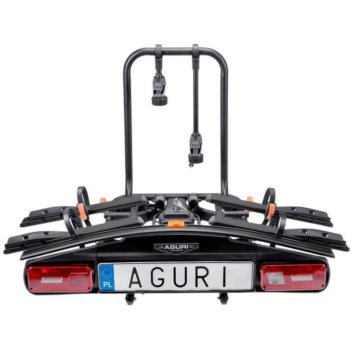 Aguri Active E-Bike 2 czarny — widok od tyłu z rozłożonymi ramionami pod 2 rowery elektryczne
