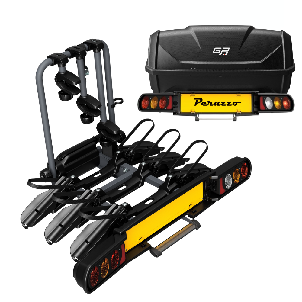 Bagażnik rowerowy na hak Peruzzo Pure Instinct COMO 3 z kufrem GP BOX 340L