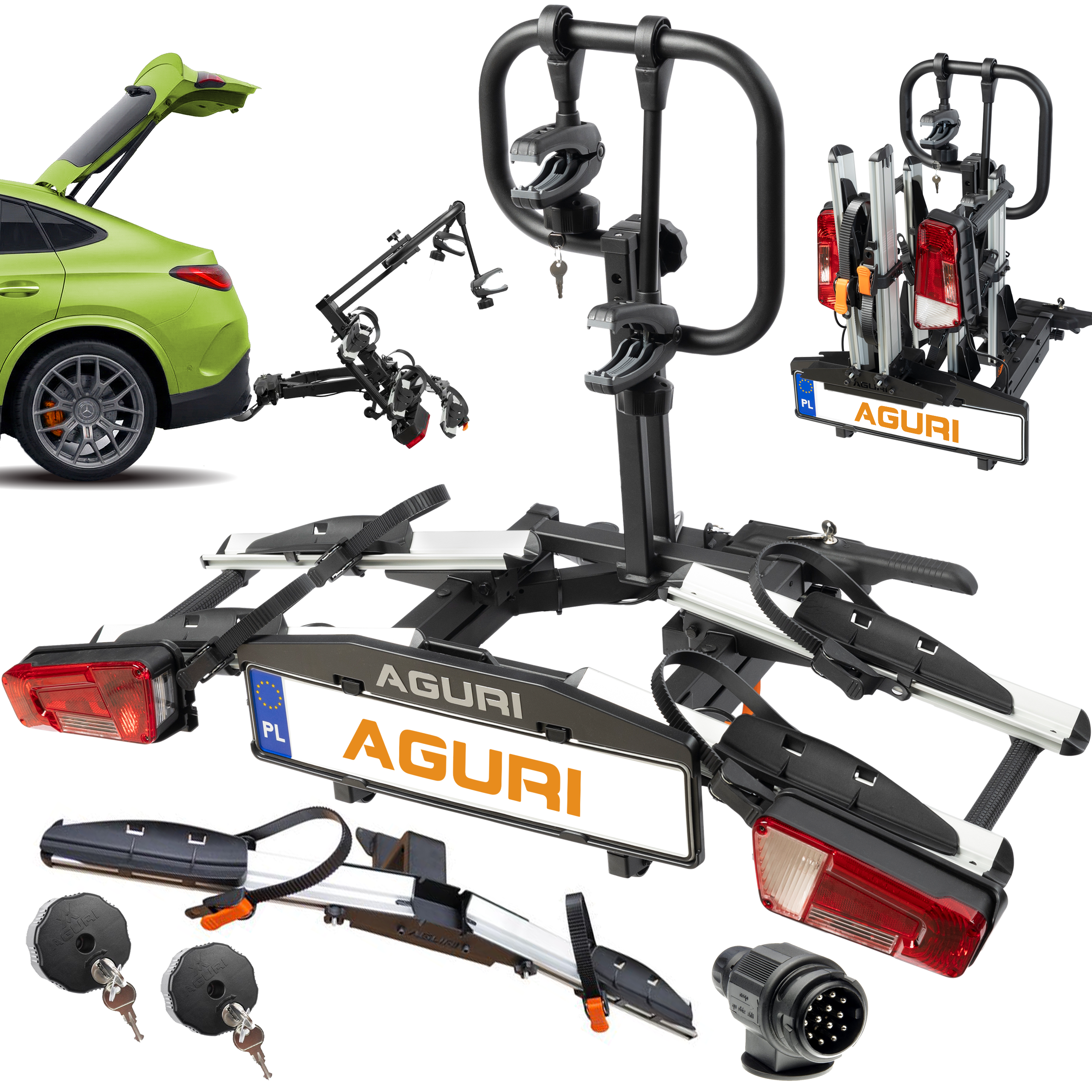 Aguri Active KRAB 3 PRO — funkcja uchyłu, składanie, zamki na kluczyk i wtyczka 13-pin