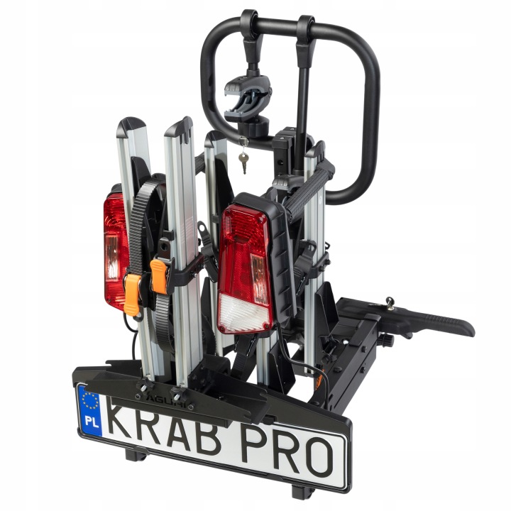 Mechanizm mocowania i dźwignia uchyłu w bagażniku Aguri Active KRAB 3 PRO srebrny