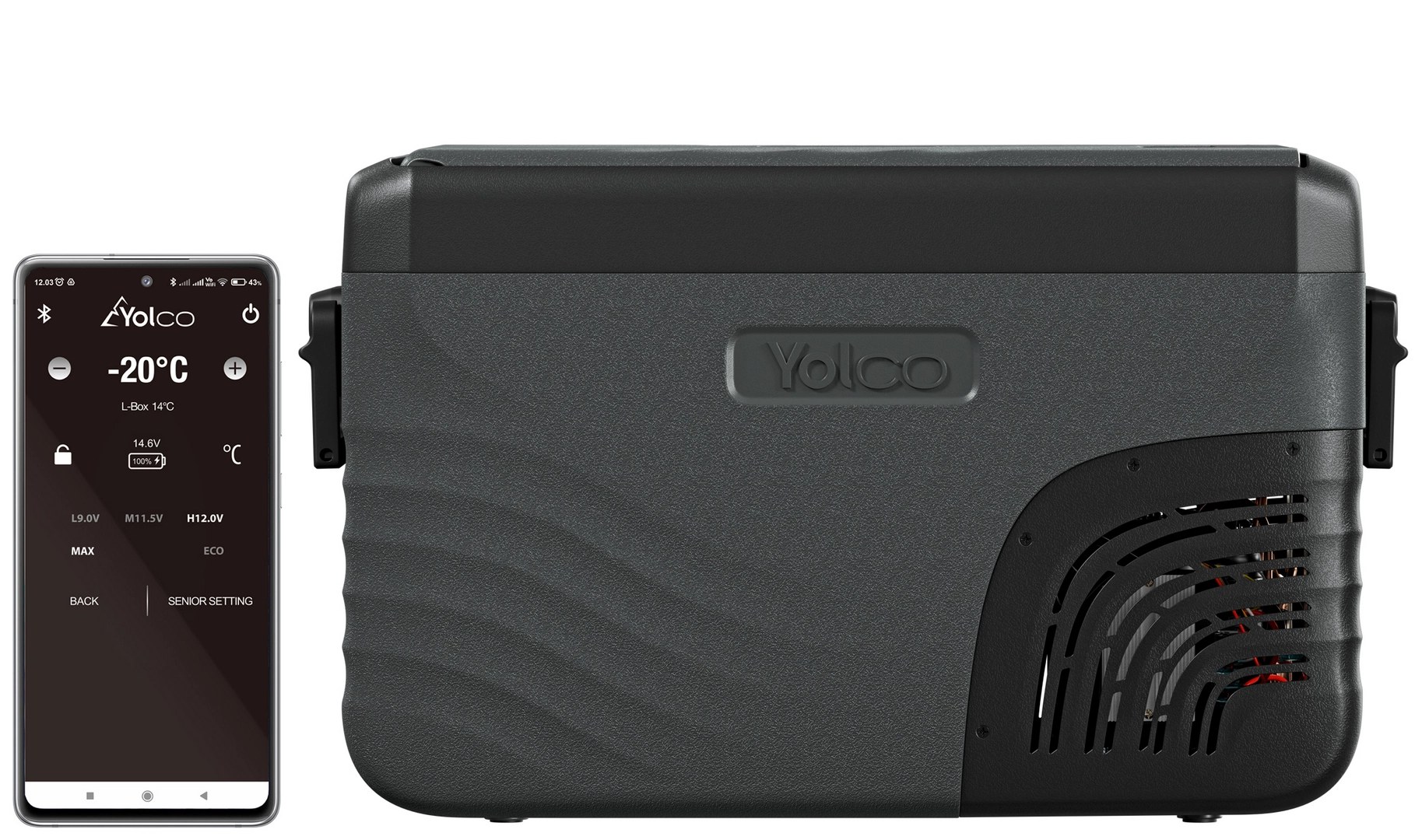 Sterowanie lodówką Yolco KX30 z aplikacji na telefon przez Bluetooth