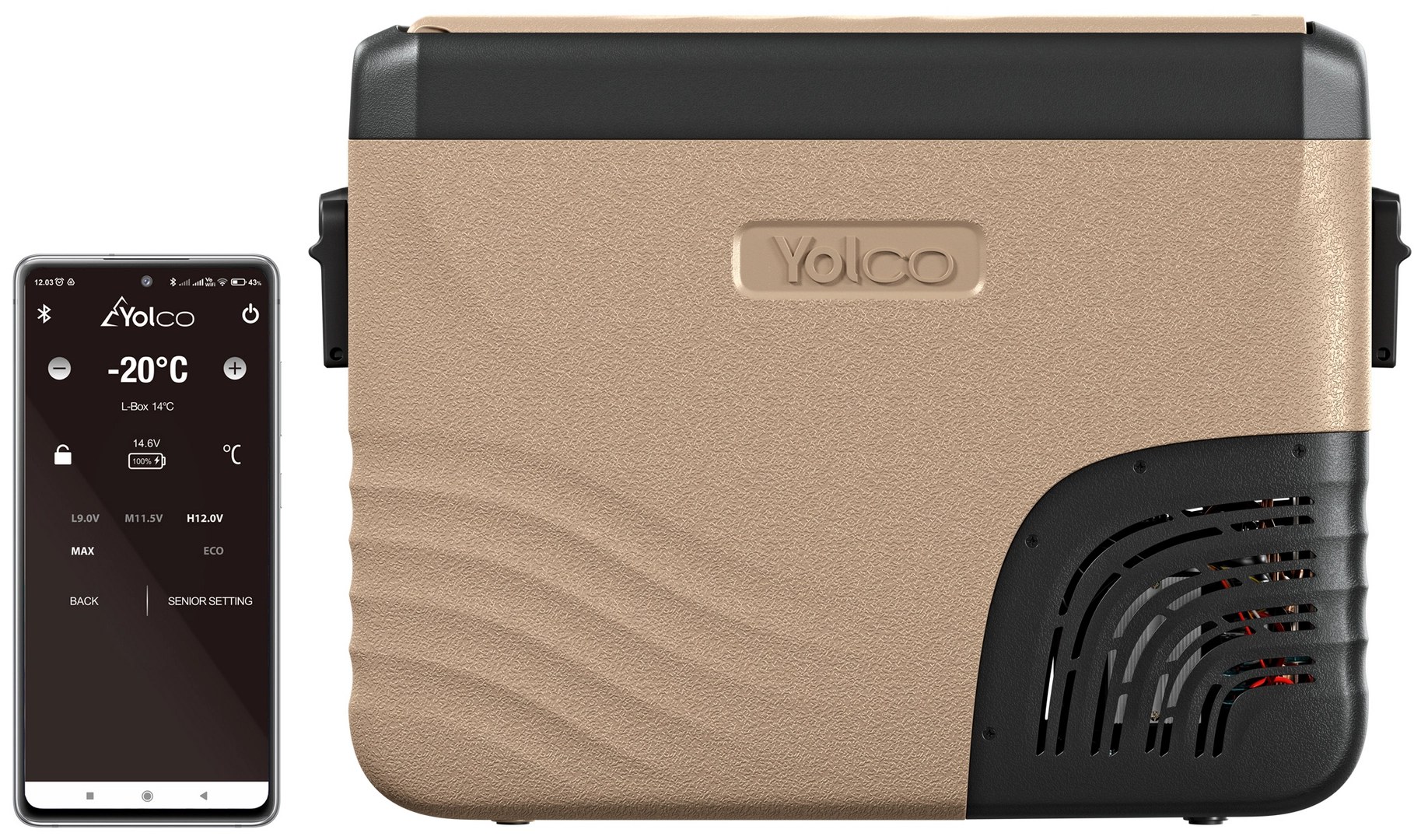 Sterowanie lodówką Yolco KX40 z aplikacji na telefon przez Bluetooth
