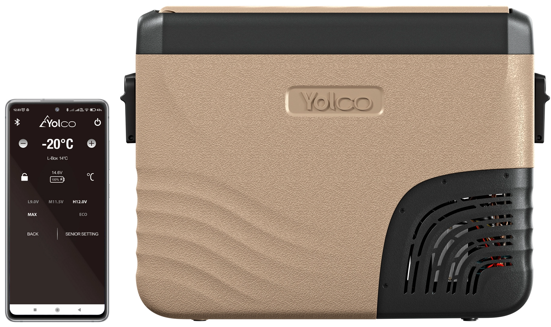 Sterowanie lodówką Yolco KX40 z aplikacji na telefon przez Bluetooth