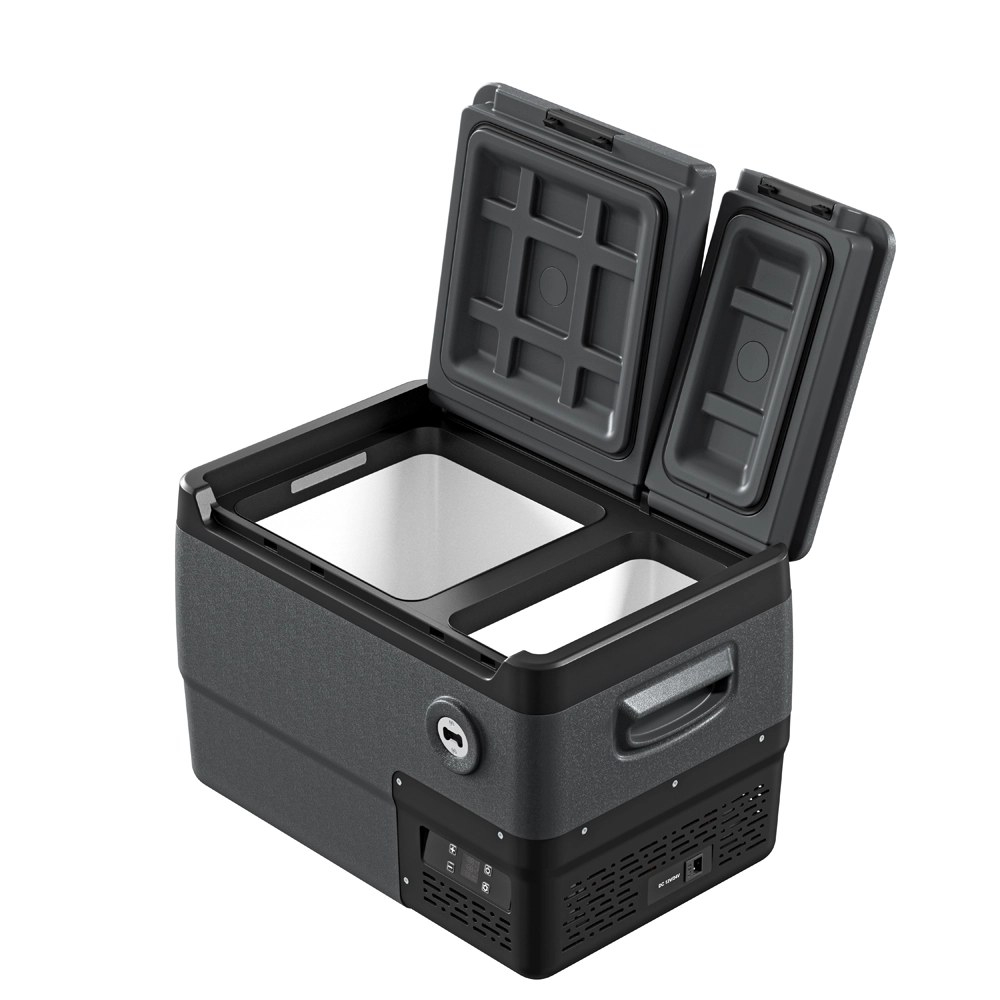 Wnętrze lodówki Yolco DX30 Grey — dwie komory Dual Zone
