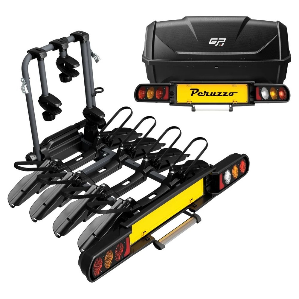 Bagażnik rowerowy na hak Peruzzo Pure Instinct COMO 4 z kufrem GP BOX 340L