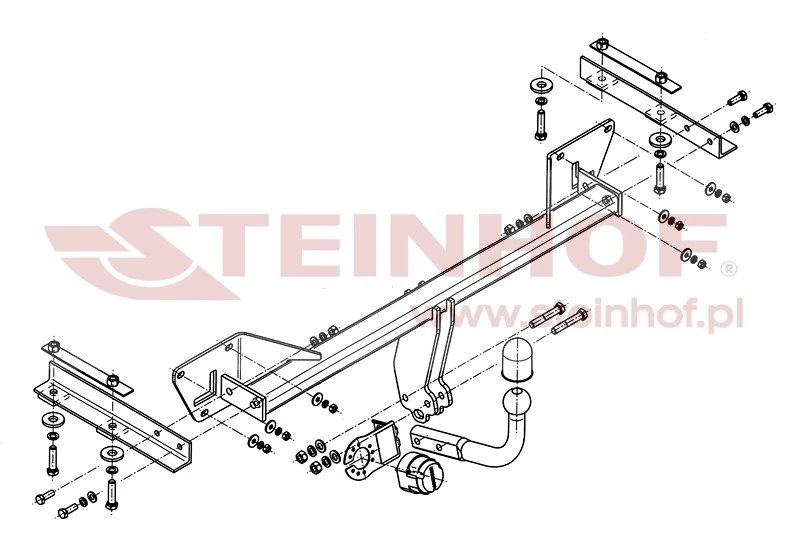 Hak holowniczy Steinhof — rysunek techniczny i schemat montażu, Alfa Romeo Giulietta - 2010 - 2020