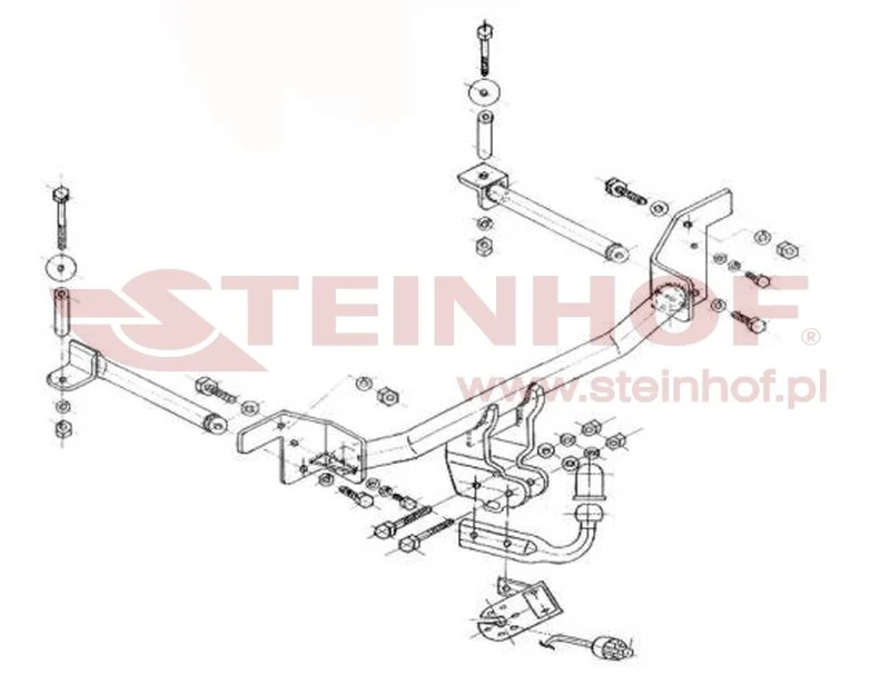 Hak holowniczy Steinhof — rysunek techniczny i schemat montażu, Audi 80 - 1991 - 1995