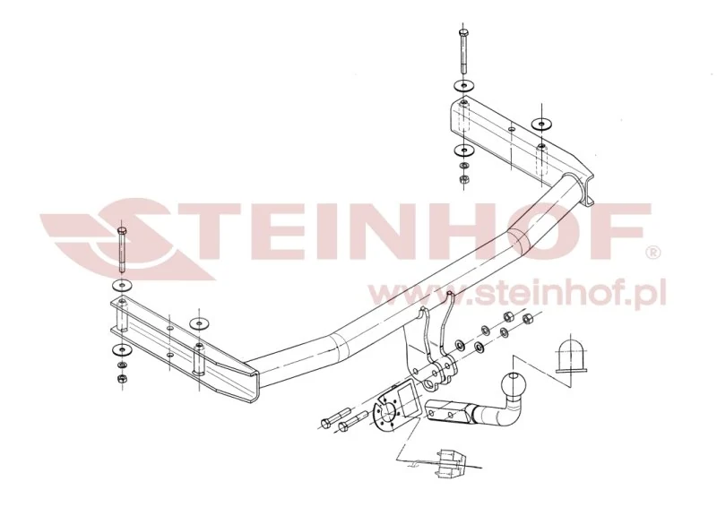 Hak holowniczy Steinhof — rysunek techniczny i schemat montażu, Audi A4 - 2004 - 2008