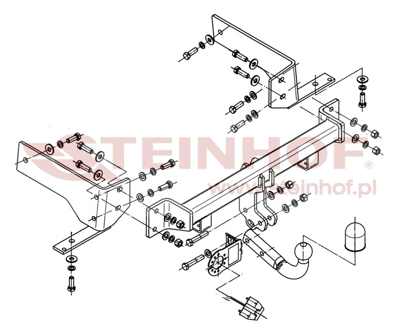 Hak holowniczy Steinhof — rysunek techniczny i schemat montażu, Chevrolet Captiva - 2006 - 2013