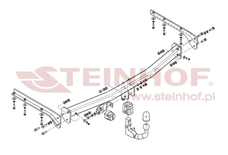 Hak holowniczy Steinhof — rysunek techniczny i schemat montażu, Chrysler Voyager - 2005 - 2008
