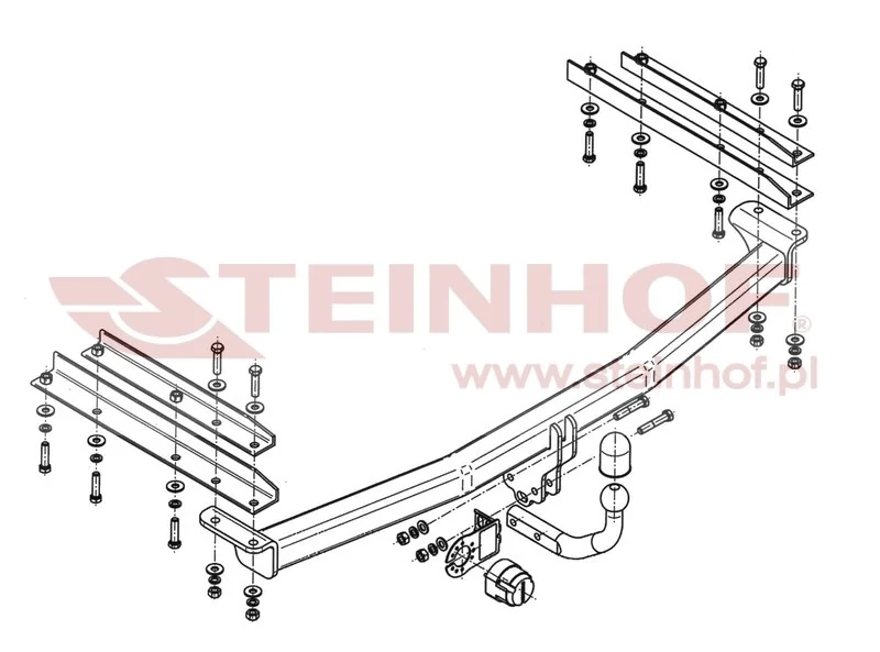 Hak holowniczy Steinhof — rysunek techniczny i schemat montażu, Chrysler Grand Voyager / Lancia Voyager