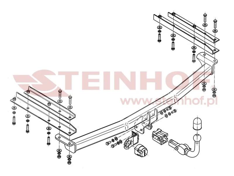 Hak holowniczy Steinhof — rysunek techniczny i schemat montażu, Chrysler Grand Voyager / Lancia Voyager