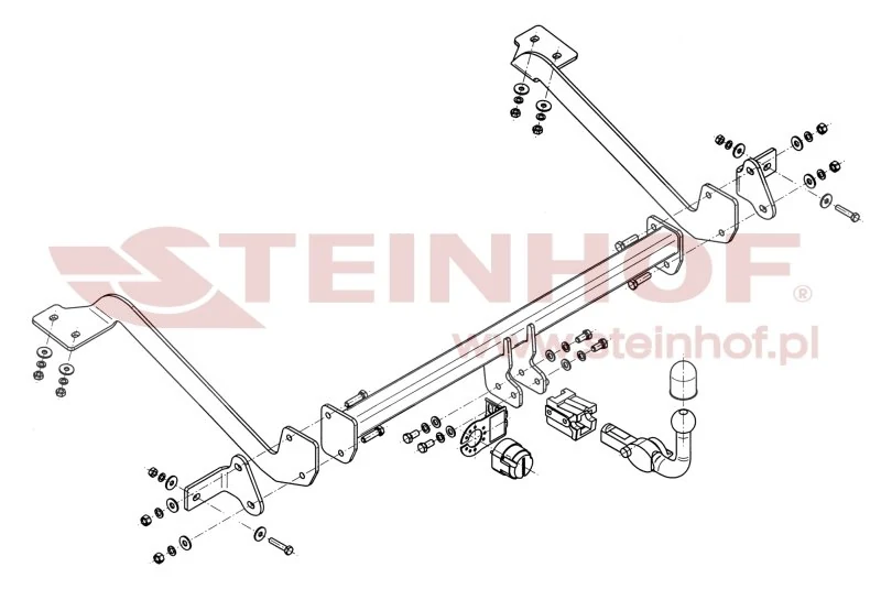 Hak holowniczy Steinhof — rysunek techniczny i schemat montażu, Peugeot Partner / Citroen Berlingo