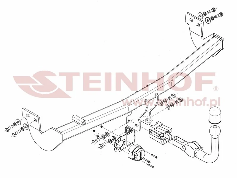 Hak holowniczy Steinhof — rysunek techniczny i schemat montażu, Citroen C3 - 2002 - 2009