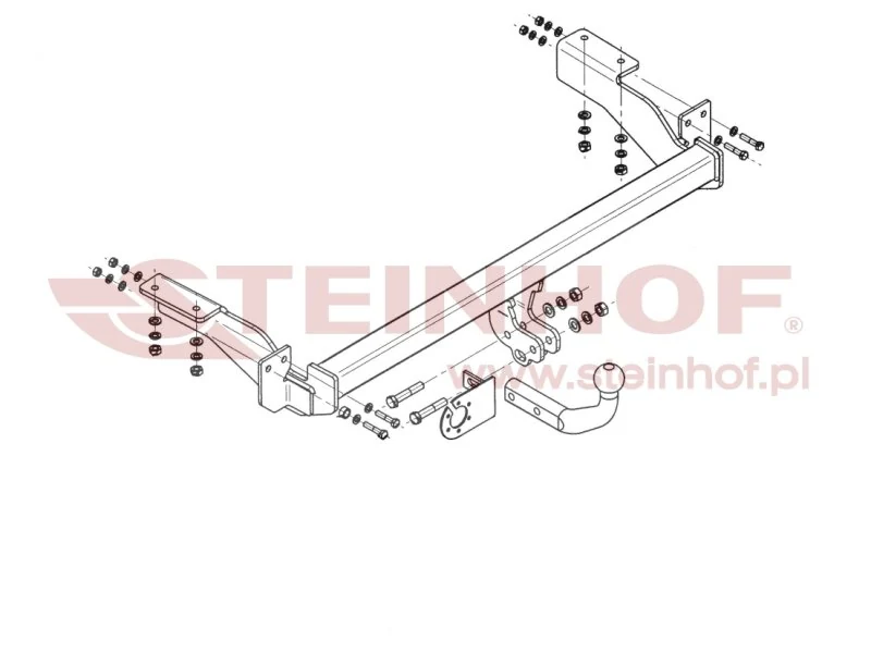 Hak holowniczy Steinhof — rysunek techniczny i schemat montażu, Peugeot 307 / 308 / Citroen C4