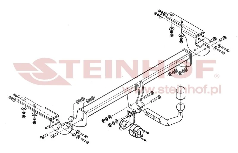 Hak holowniczy Steinhof — rysunek techniczny i schemat montażu, Citroen C4 II - 2010 - 2018