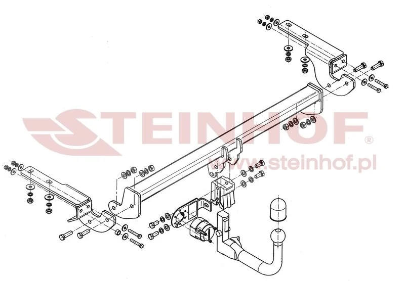 Hak holowniczy Steinhof — rysunek techniczny i schemat montażu, Citroen C4 II - 2010 - 2018