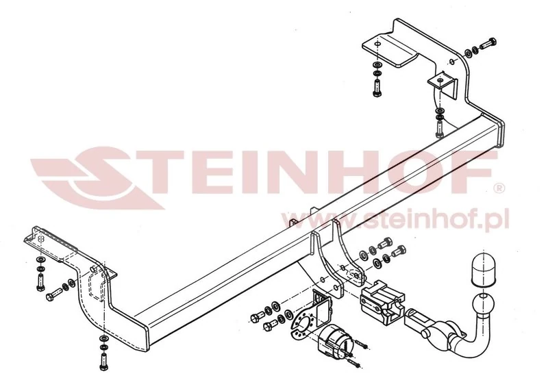 Hak holowniczy Steinhof — rysunek techniczny i schemat montażu, Citroen C5 - 2004 - 2008