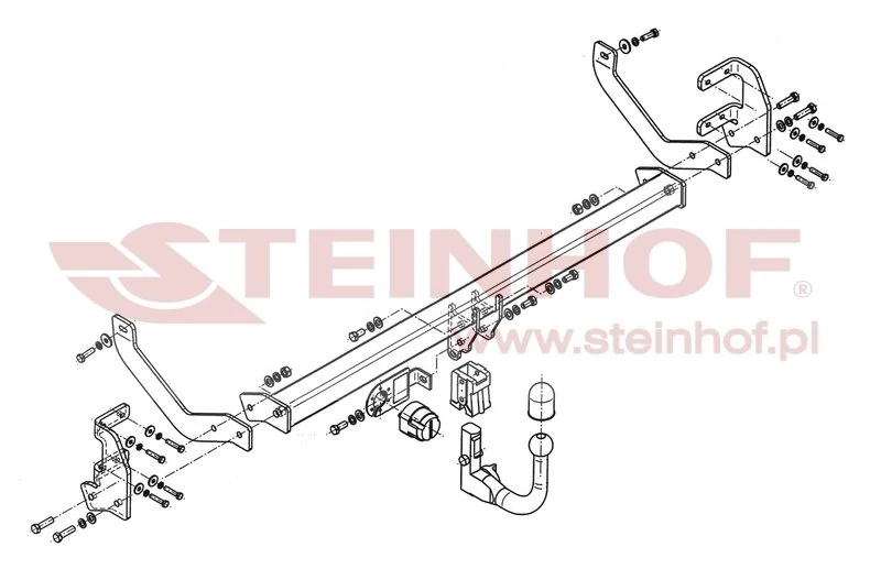 Hak holowniczy Steinhof — rysunek techniczny i schemat montażu, Citroen C5 - 2008 - 2017