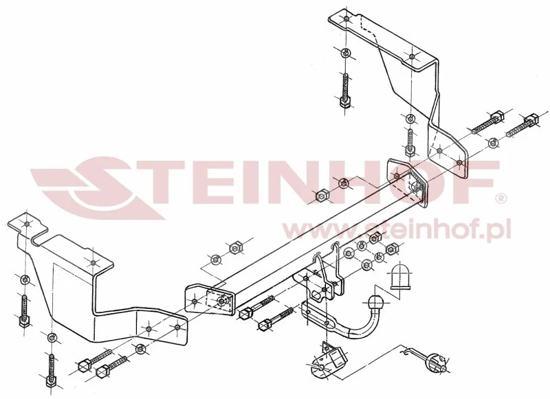 Hak holowniczy Steinhof — rysunek techniczny i schemat montażu, Citroen C5 - 2001 - 2008
