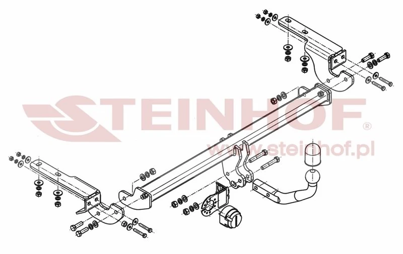 Hak holowniczy Steinhof — rysunek techniczny i schemat montażu, Citroen DS4 - 2011 - 2018