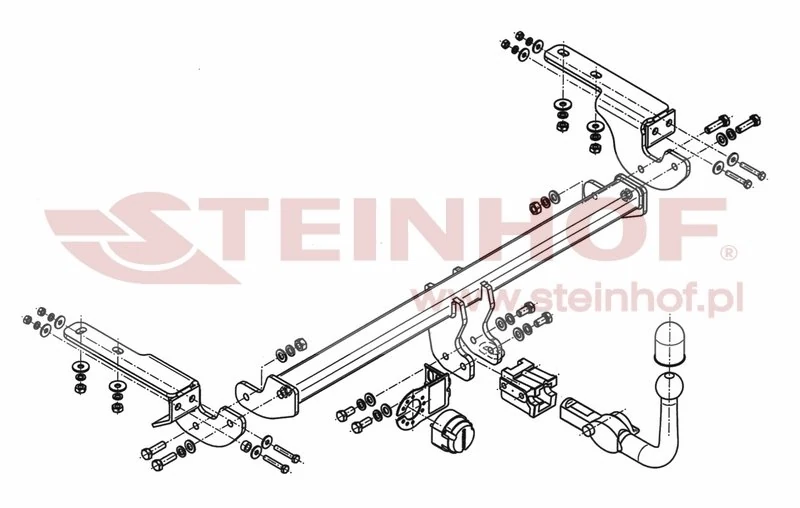 Hak holowniczy Steinhof — rysunek techniczny i schemat montażu, Citroen DS4 - 2011 - 2018