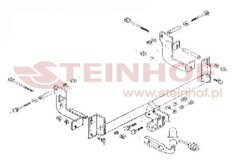 Hak holowniczy Steinhof — rysunek techniczny i schemat montażu, Peugeot Expert / Citroen Jumpy / Fiat Scudo