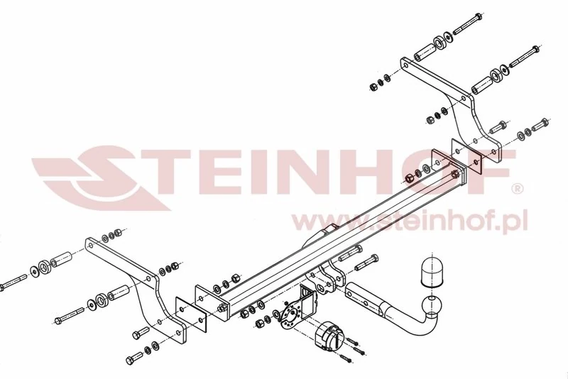 Hak holowniczy Steinhof — rysunek techniczny i schemat montażu, Dacia Duster I - 2013 - 2021