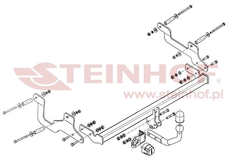 Hak holowniczy Steinhof — rysunek techniczny i schemat montażu, Dacia Lodgy - 2012 - 2022
