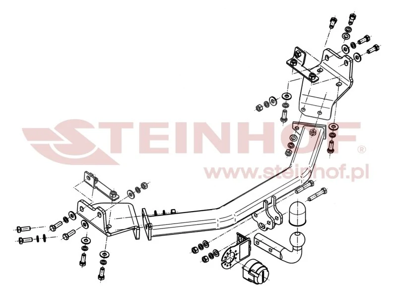 Hak holowniczy Steinhof — rysunek techniczny i schemat montażu, Fiat Freemont / Dodge Journey