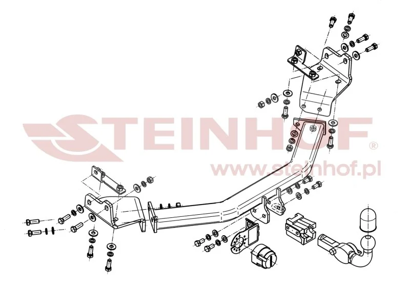 Hak holowniczy Steinhof — rysunek techniczny i schemat montażu, Fiat Freemont / Dodge Journey
