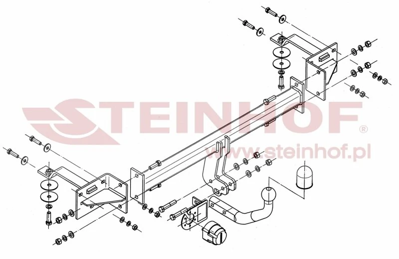 Hak holowniczy Steinhof — rysunek techniczny i schemat montażu, Fiat Bravo / Lancia Delta