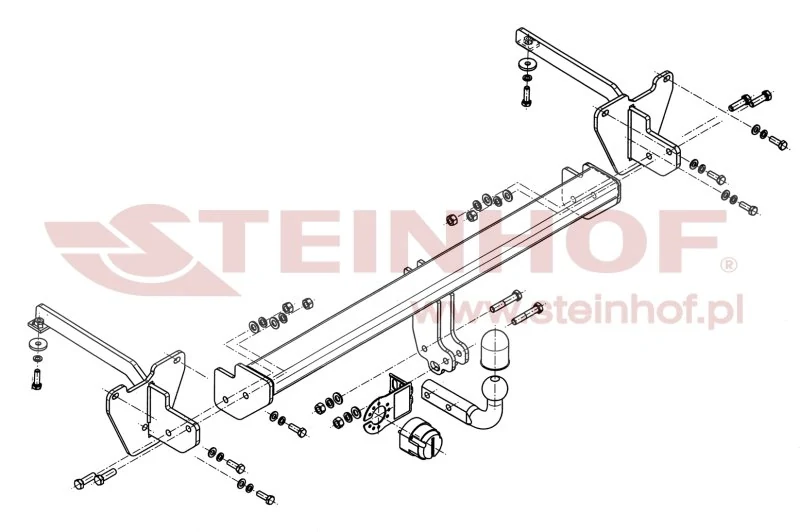 Hak holowniczy Steinhof — rysunek techniczny i schemat montażu, Fiat Doblo - 2010 - 2022