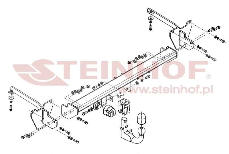 Hak holowniczy Steinhof — rysunek techniczny i schemat montażu, Fiat Doblo - 2010 - 2022