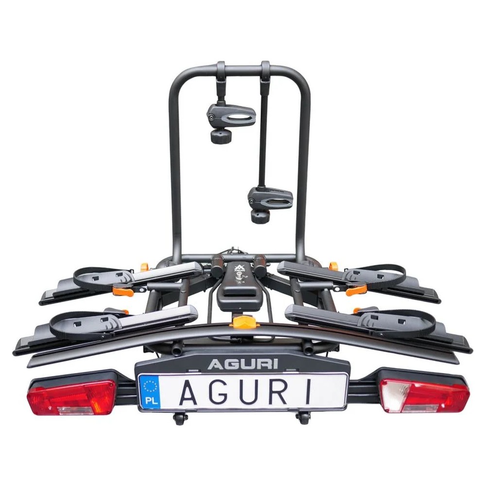 Aguri Active E-Bike 2 PLUS czarny — widok od tyłu z rozłożonymi ramionami pod 2 rowery elektryczne