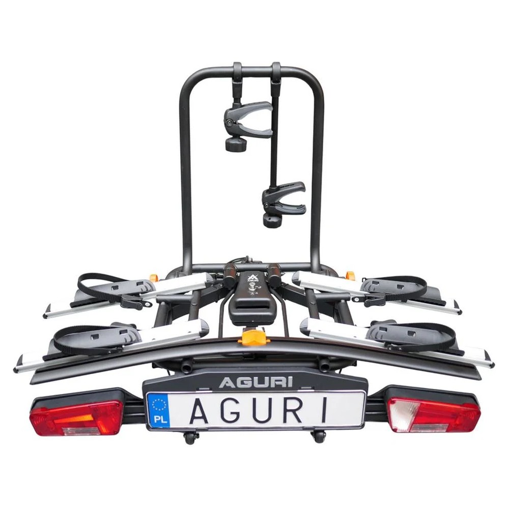 Aguri Active E-Bike 2 PLUS srebrny — widok od tyłu z rozłożonymi ramionami pod 2 rowery elektryczne