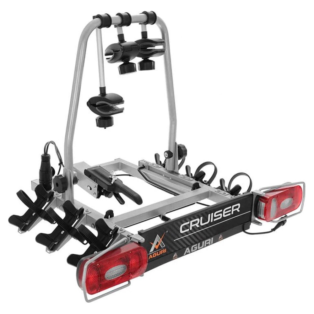 Bagażnik rowerowy na hak Aguri Cruiser Ultimate 4 srebrny z adapterem na 4. rower