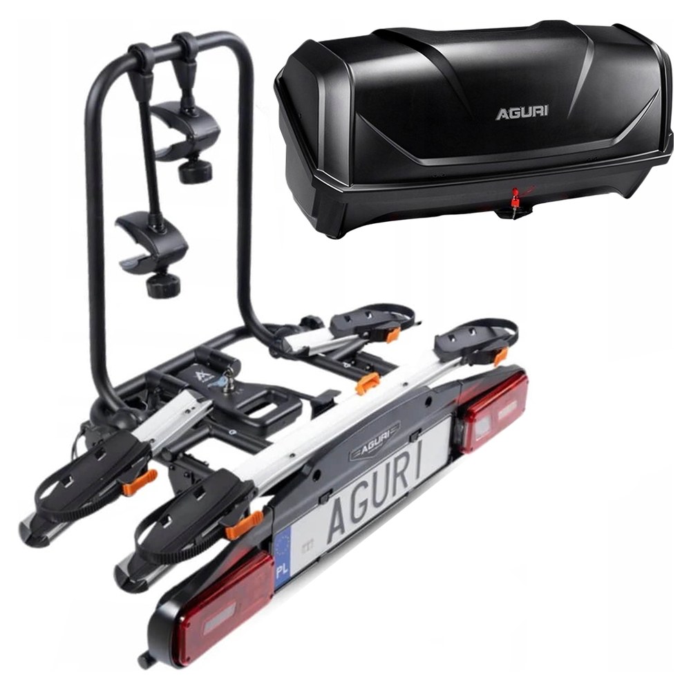 Zestaw Aguri Active Bike PRO 2 — bagażnik na hak z boxem bagażowym 380 L