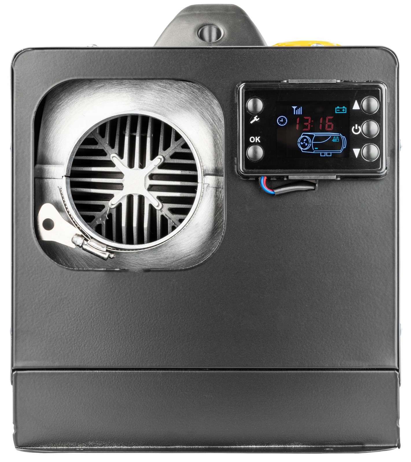 Wylot ciepłego powietrza i panel LCD nagrzewnicy PM-AG-8M4